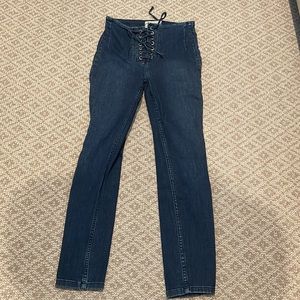 Free People Lace-Up Skinny Jeans